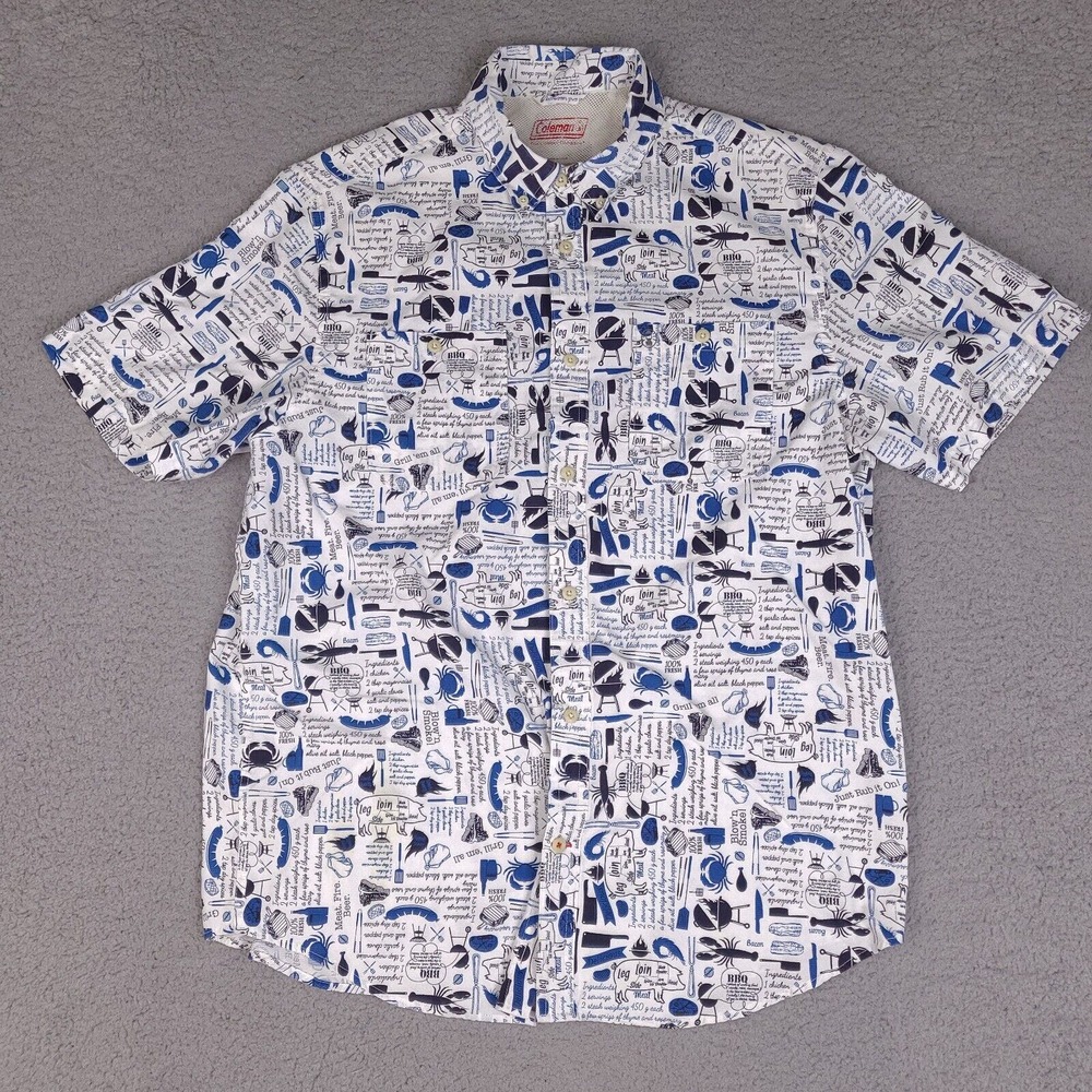 Coleman Shirt Mens Large Outdoors BBQ‎ Grilling Chef Cook Backyard Dad Grill